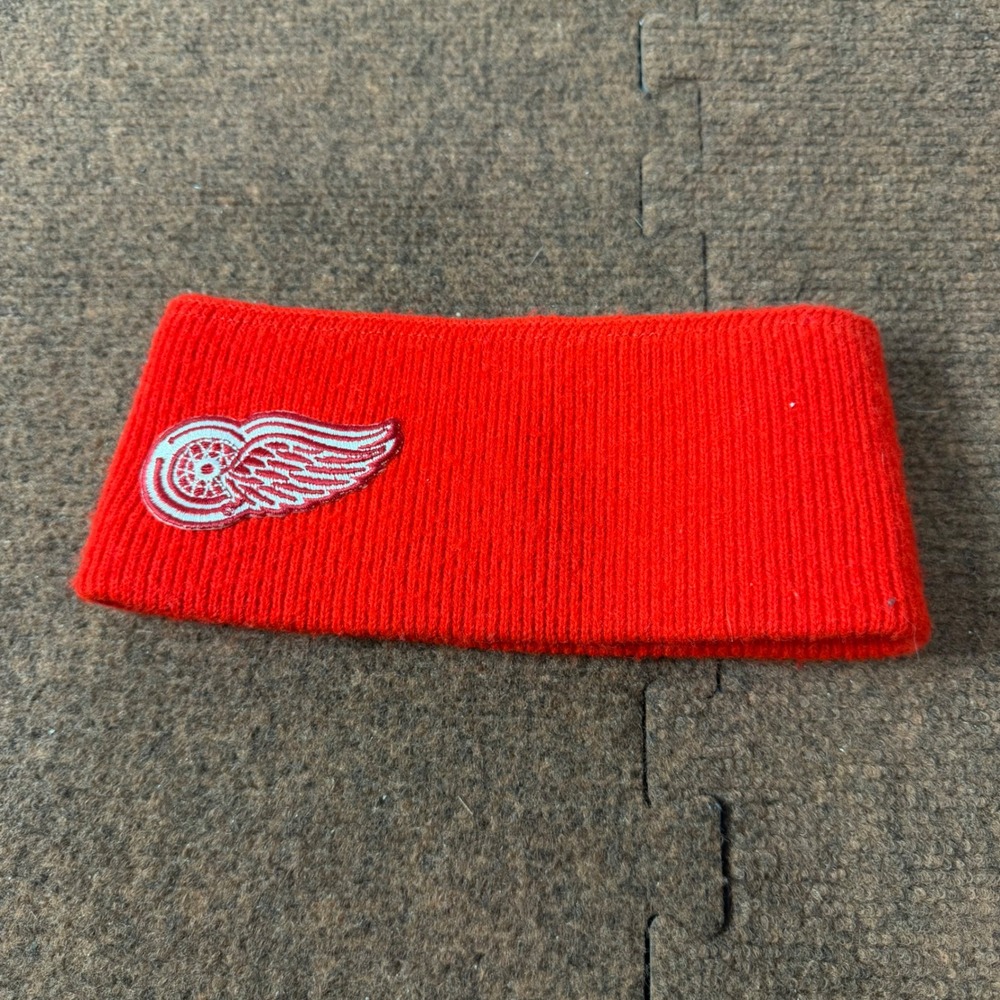 VTG Detroit Red Wings NHL Knit Headband Red Winter Ear Warmer Embroidered Logo